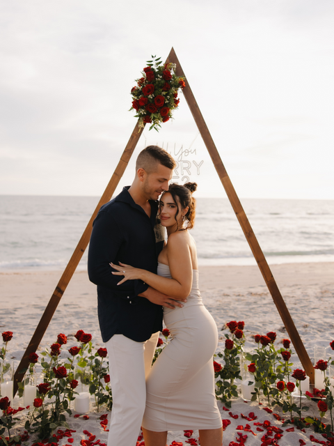 Siesta Key beach proposal venue. beach picnic setup in Sarasota. 