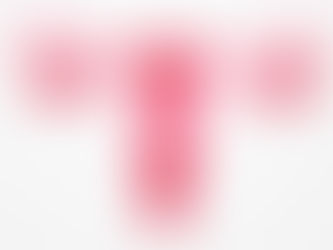 Pink and red paper cutout of a uterus on a white background. The design is simple and stylized, focusing on anatomical shapes.