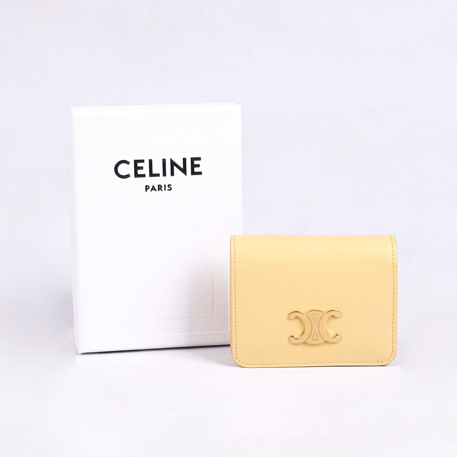 Celine Triomphe Compact Wallet In Lambskin