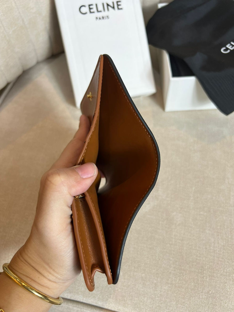 Thumbnail: Celine Triomphe Compact Wallet In Canvas