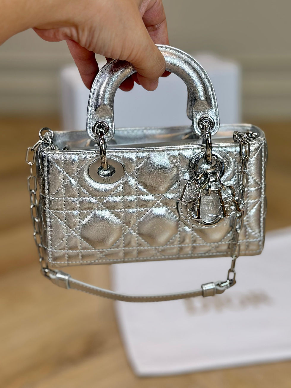 Thumbnail: Dior D Joy Mini Cannage Lambskin Leather