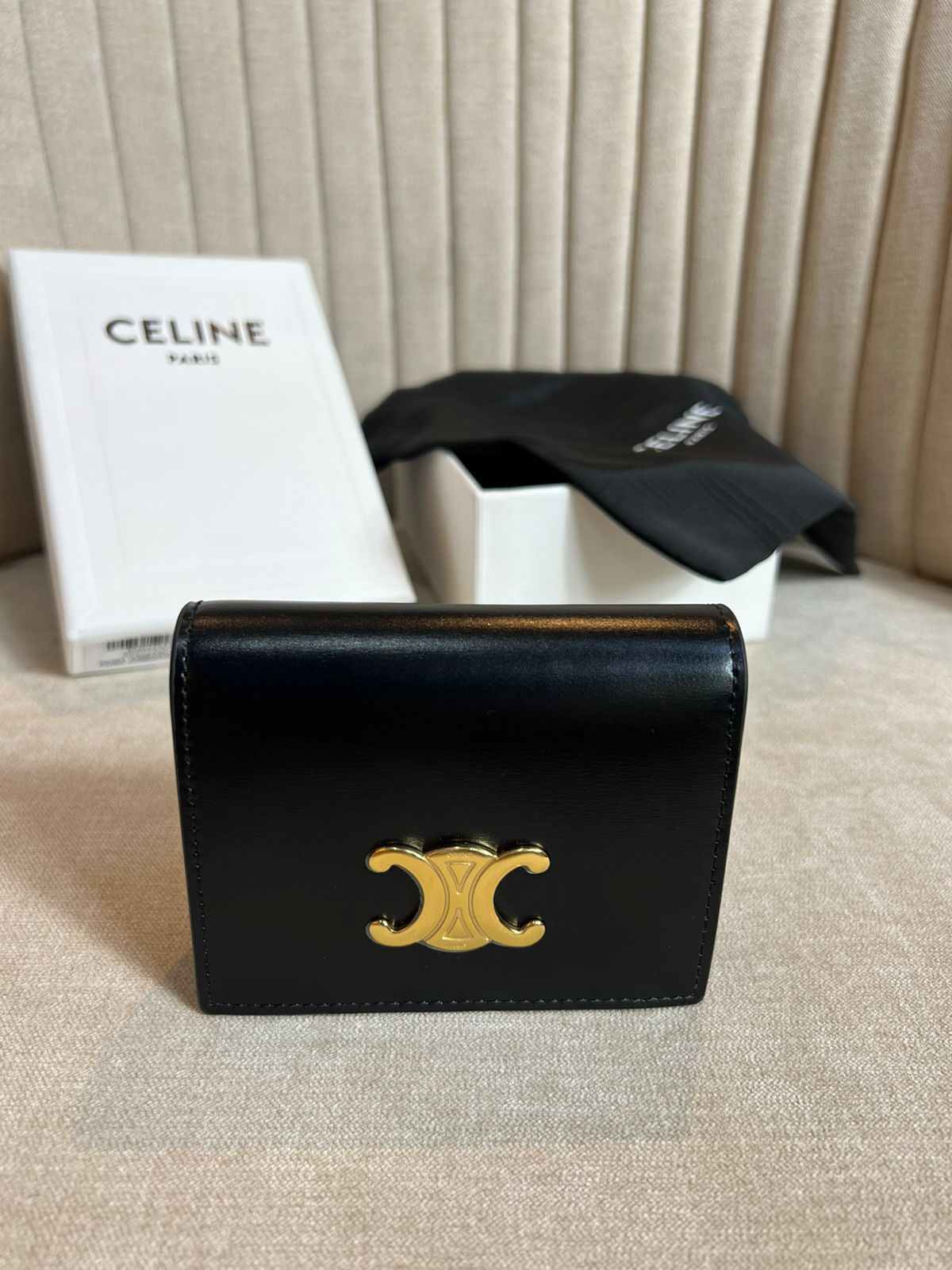 Celine Compact Wallet Triomphe In Lambskin