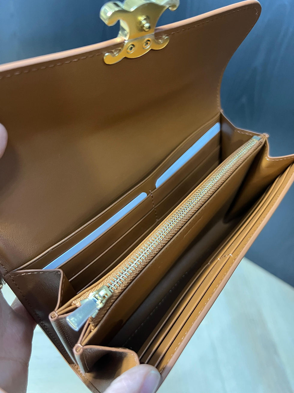 Thumbnail: Celine Triomphe Long Wallet Calfskin Leather