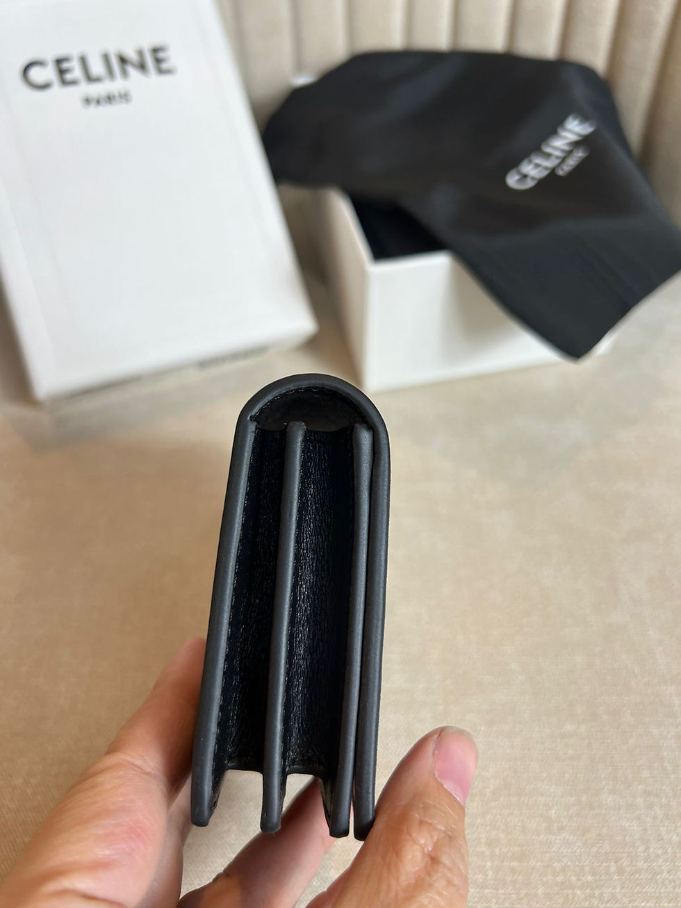 Thumbnail: Celine Compact Wallet Triomphe In Lambskin