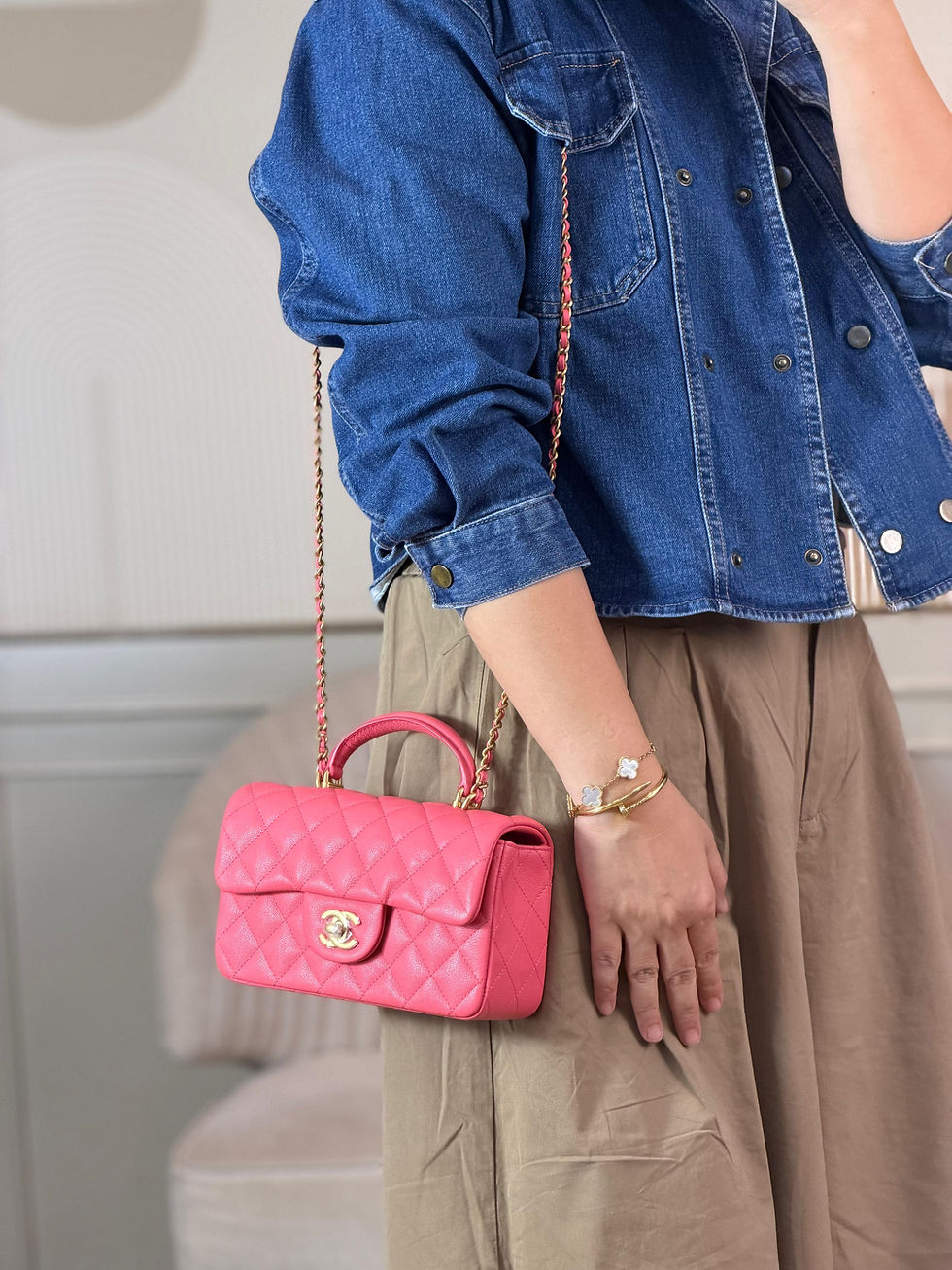Thumbnail: Chanel Mini Reactangle Top handle Caviar Leather