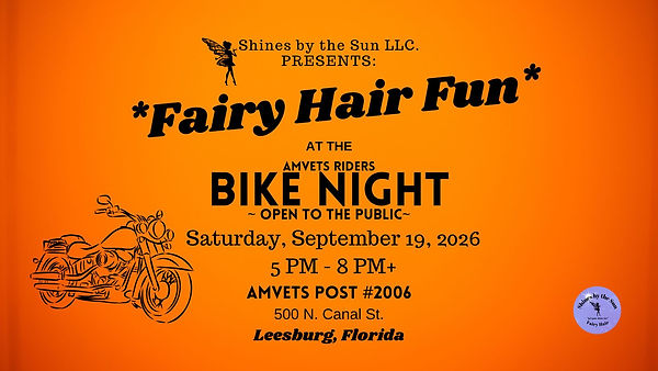 Fairy Hair hair sparkles at the Amvets Post #2006 in Leesburg on September 19. Open to thePublic. No appointment needed!