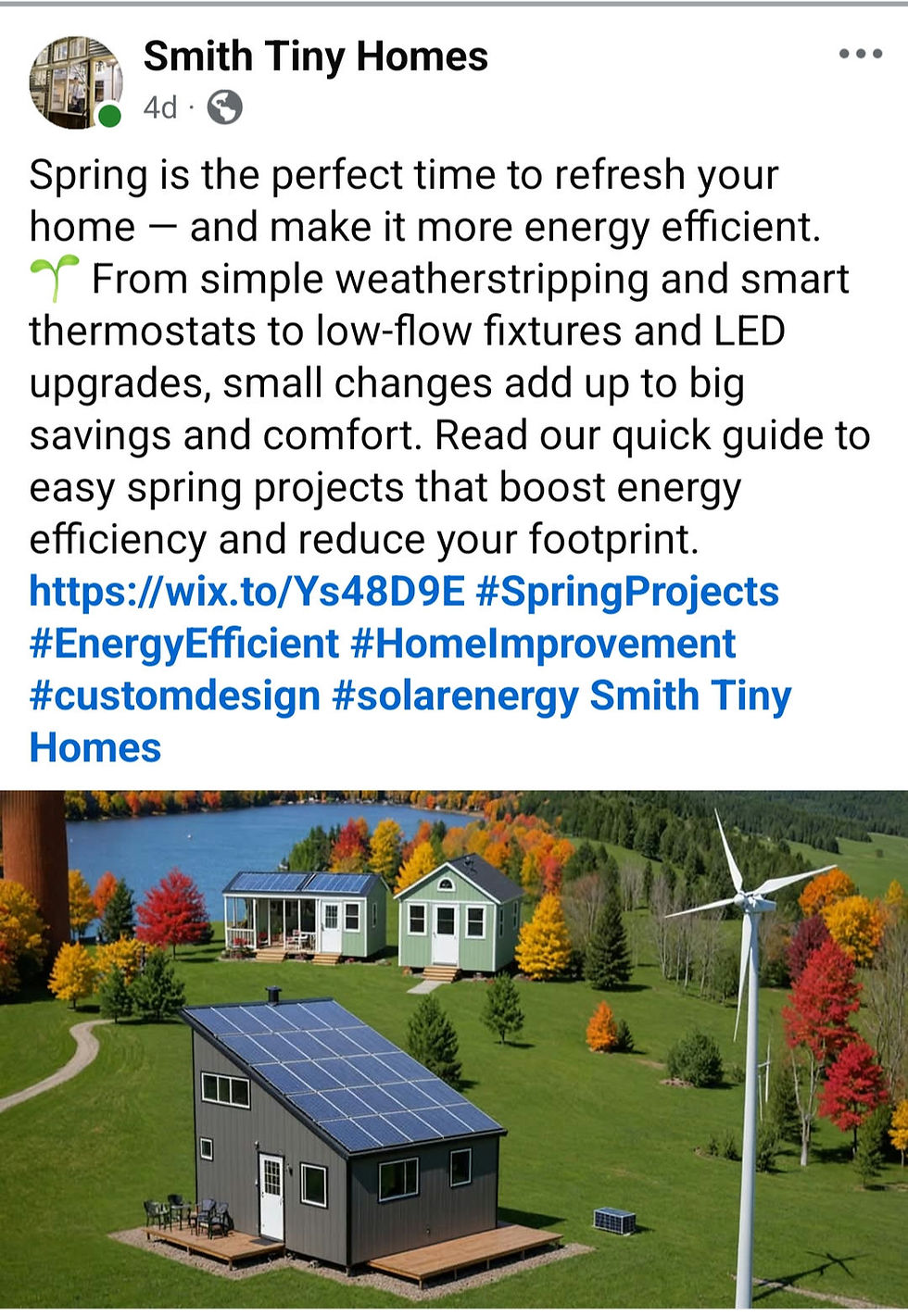 Thumbnail: Solar tiny homes with panels and a wind turbine