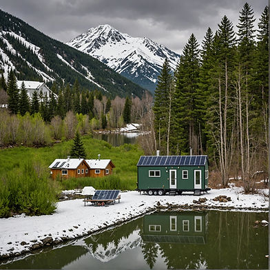 make this home on wheels tiny home with a water barrel collector snow on the mountain_edit