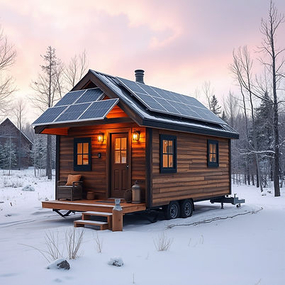 Solar image of a tiny home  focus on solar only, this home is on wheels and small looking 