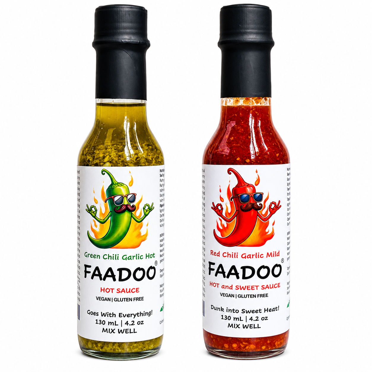 FAADOO - 2 pack (Green Chili and Garlic and Hot and Sweet Sauce)