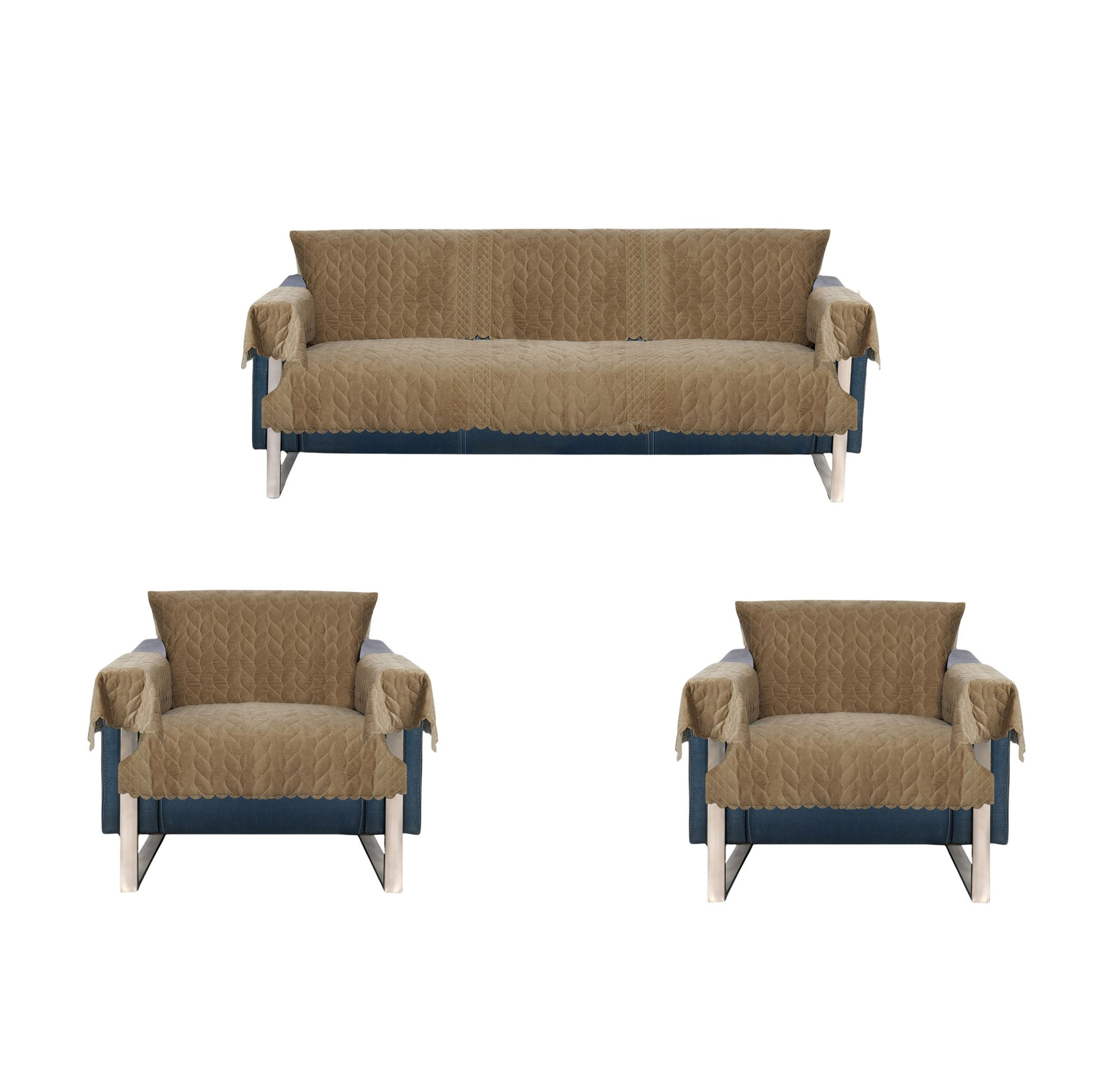 The Furnishers Reversible Quilted  Embroidery 5 Seater with Arms Sofa Cover