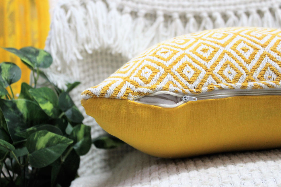 Thumbnail: The Furnishers Cotton Yellow Reversible  Pack of 2  Throw Pillow Cover