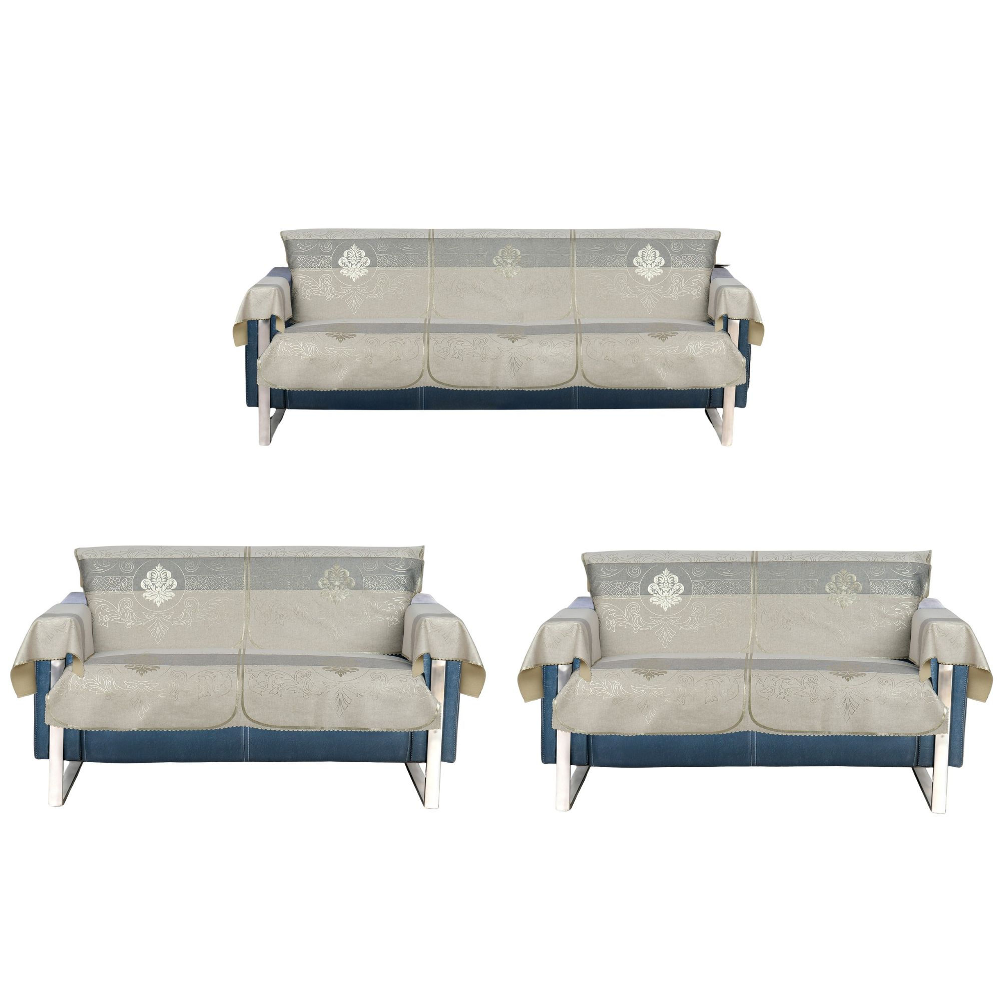 The Furnishers  Soft Leather-Feel Sofa Cover with Elegant Foil Print Design