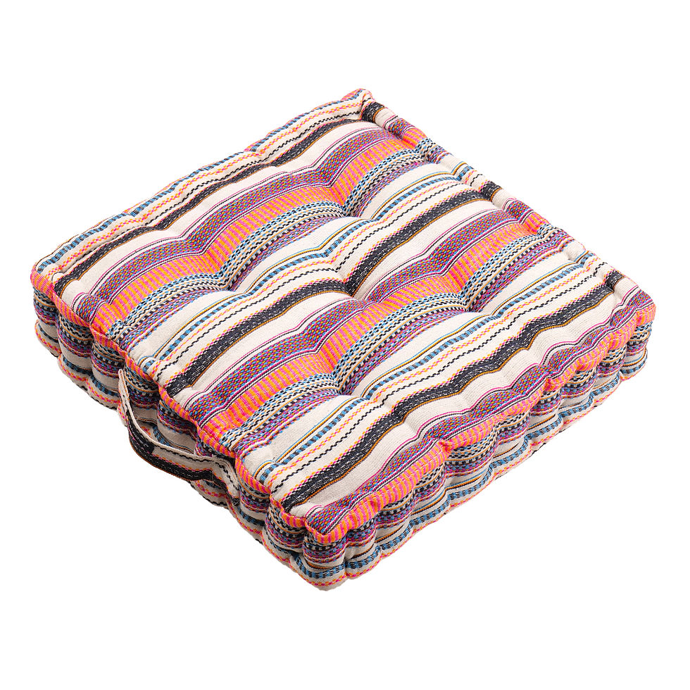 Thumbnail: The Furnishers Woven Square Floor/Multipurpose Cushion - Multi-Colour Stripe
