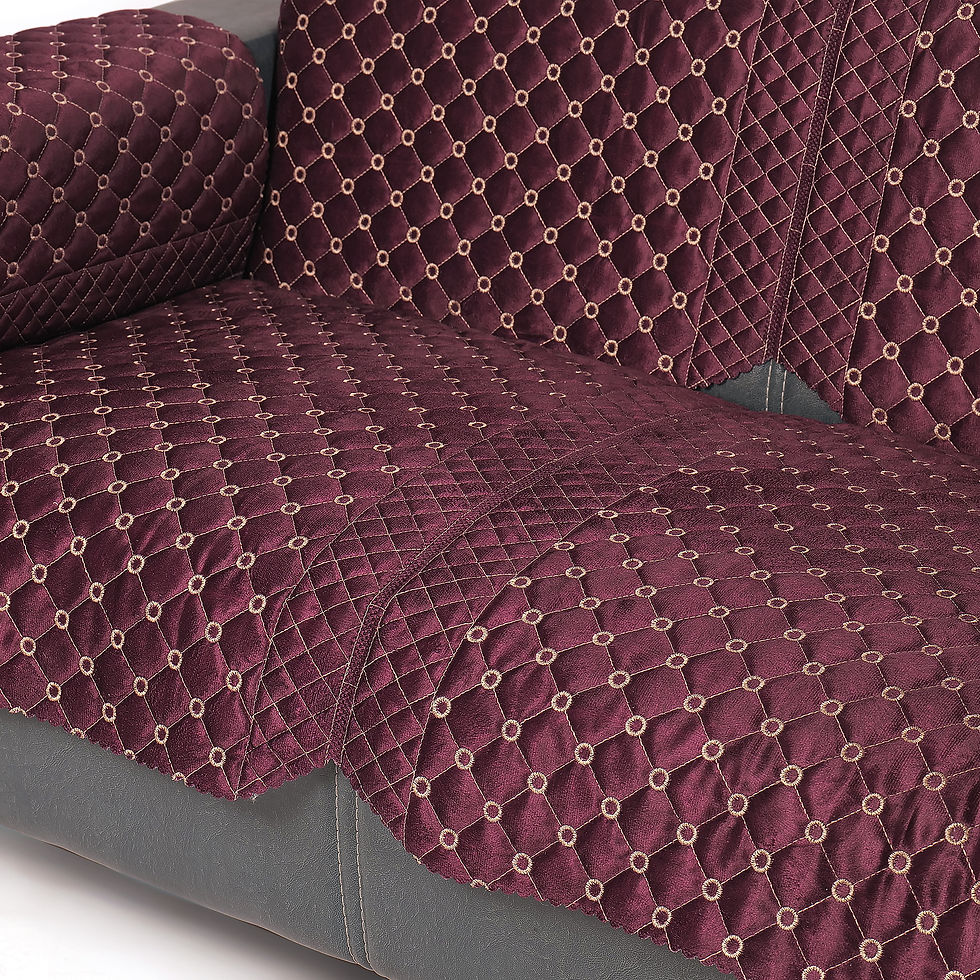 Thumbnail: The Furnishers Quilted with Light Embroidery Anti-Slip 7 Seater Sofa Cover