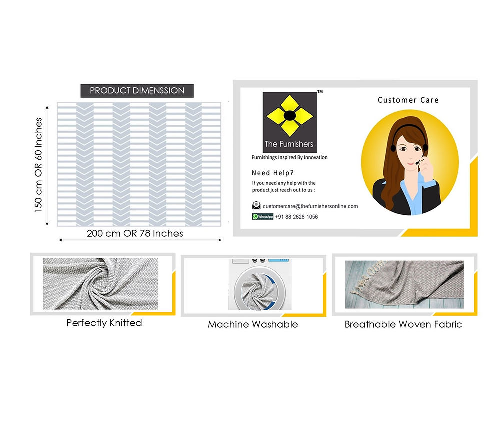 Thumbnail: The Furnishers Narrow Chevron Cotton Throw - Grey & White