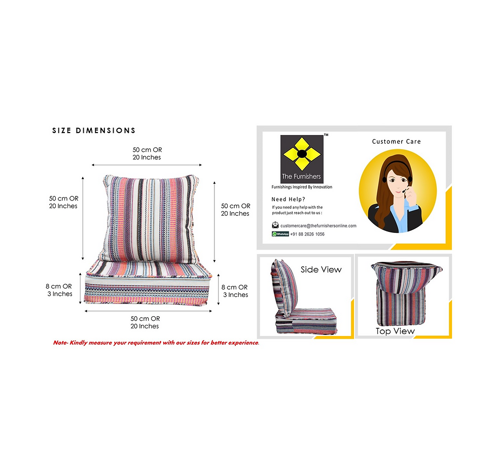 Thumbnail: The Furnishers Floor Patio Seat Cushion Set Multi Colour Stripe, 60x60x8 cm