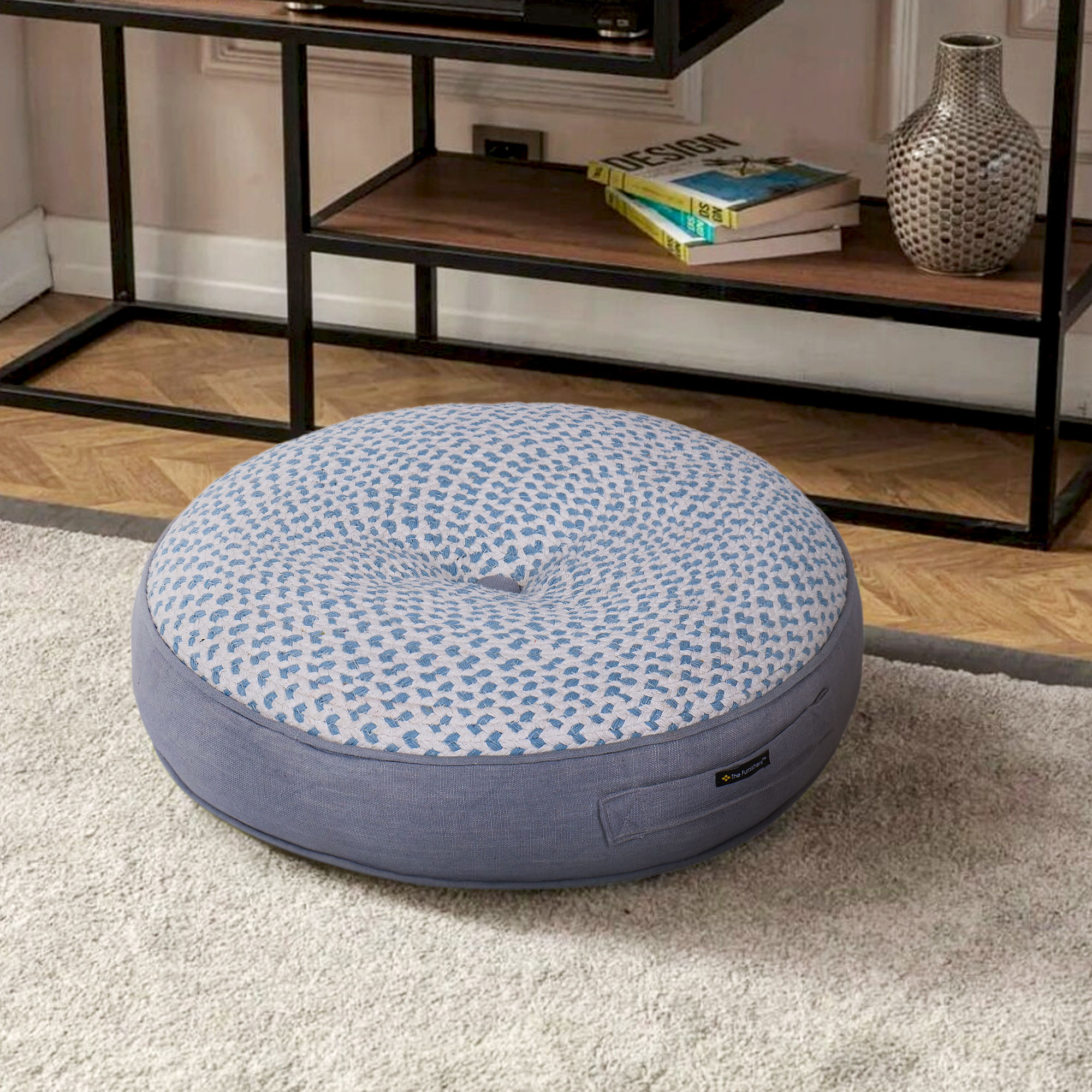 The Furnishers Woven Reversible Quilted Floor Cushion for Indoor & Outdoor Use