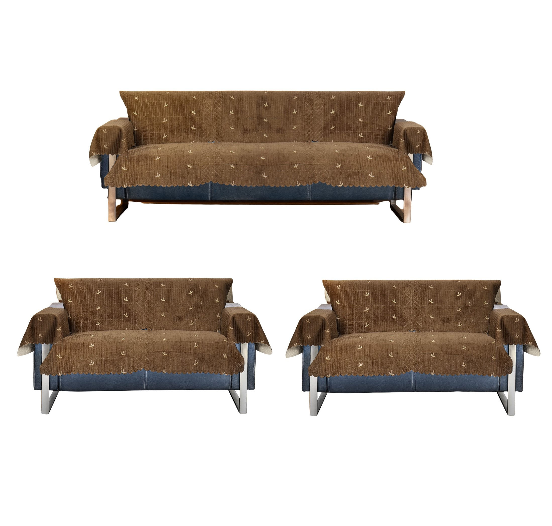 The Furnishers Reversible Quilted Embroidery 7 Seater with Arms Sofa Cover