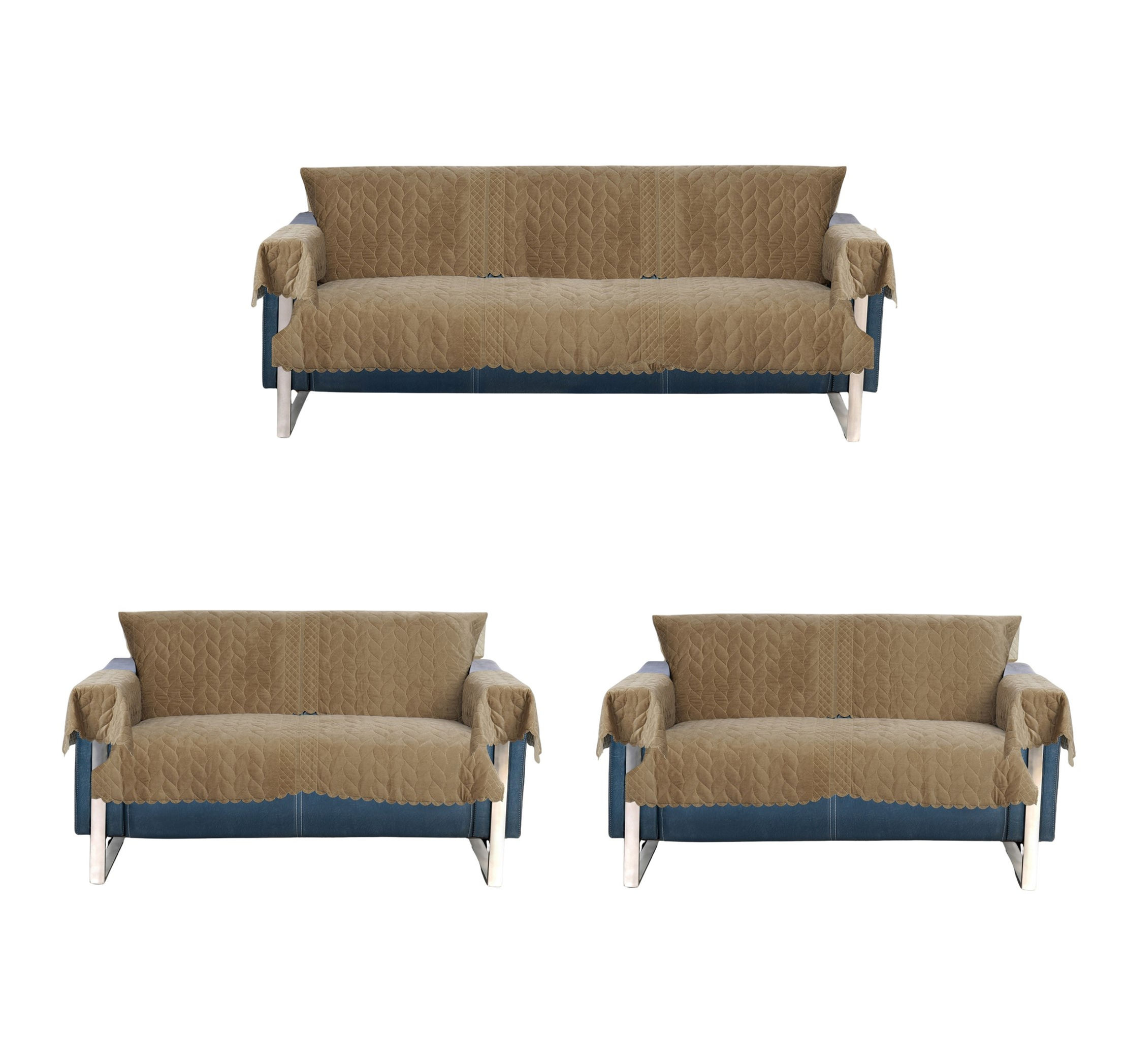 The Furnishers Reversible Quilted Embroidery 7 Seater with Arms Sofa Cover