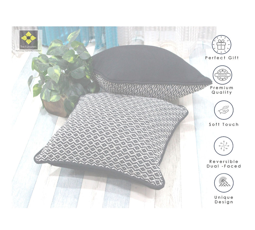 Thumbnail: The Furnishers Cotton Black Reversible  Pack of 2  Throw Pillow Covers