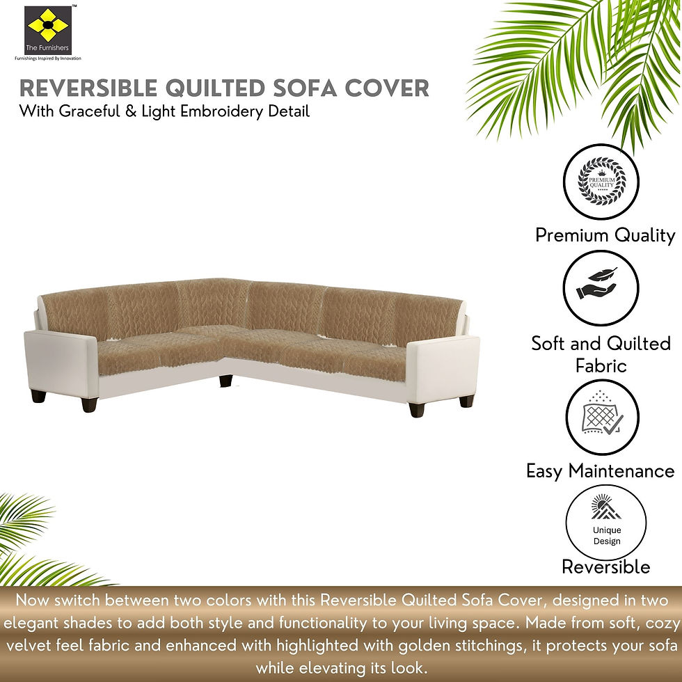 Thumbnail: The Furnishers Reversible Quilted Embroidery 6 Seater L-Shape Sofa Cover