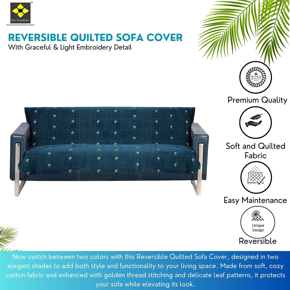 Thumbnail: The Furnishers Reversible Quilted  Embroidery Anti-Slip 3 Seater Sofa Cover