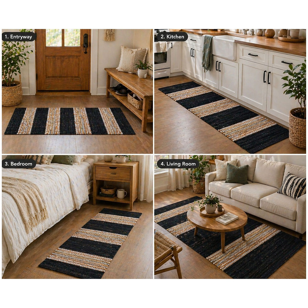 Thumbnail: The Furnishers Handmade 2 x 4 Feet Leather & Jute Fashion Floor Runner Rug