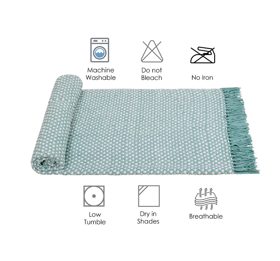 Thumbnail: The Furnishers Premium Acrylic Throw Blanket with Tassels - Green & White White