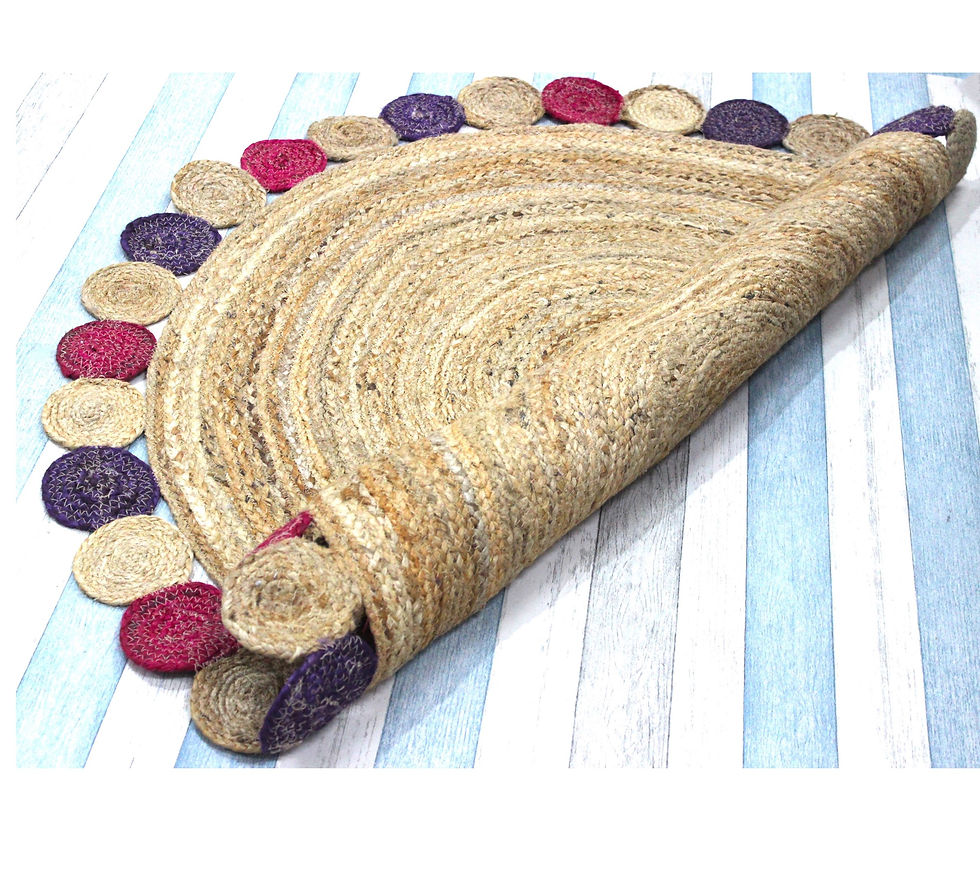 Thumbnail: The Furnishers Handwoven Natural Jute Braided Fashion Floor Carpet Round