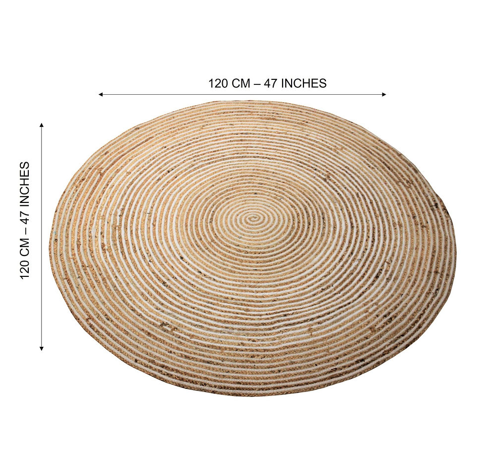 Thumbnail: The Furnishers Handwoven Natural Jute Braided Fashion Floor Carpet Round