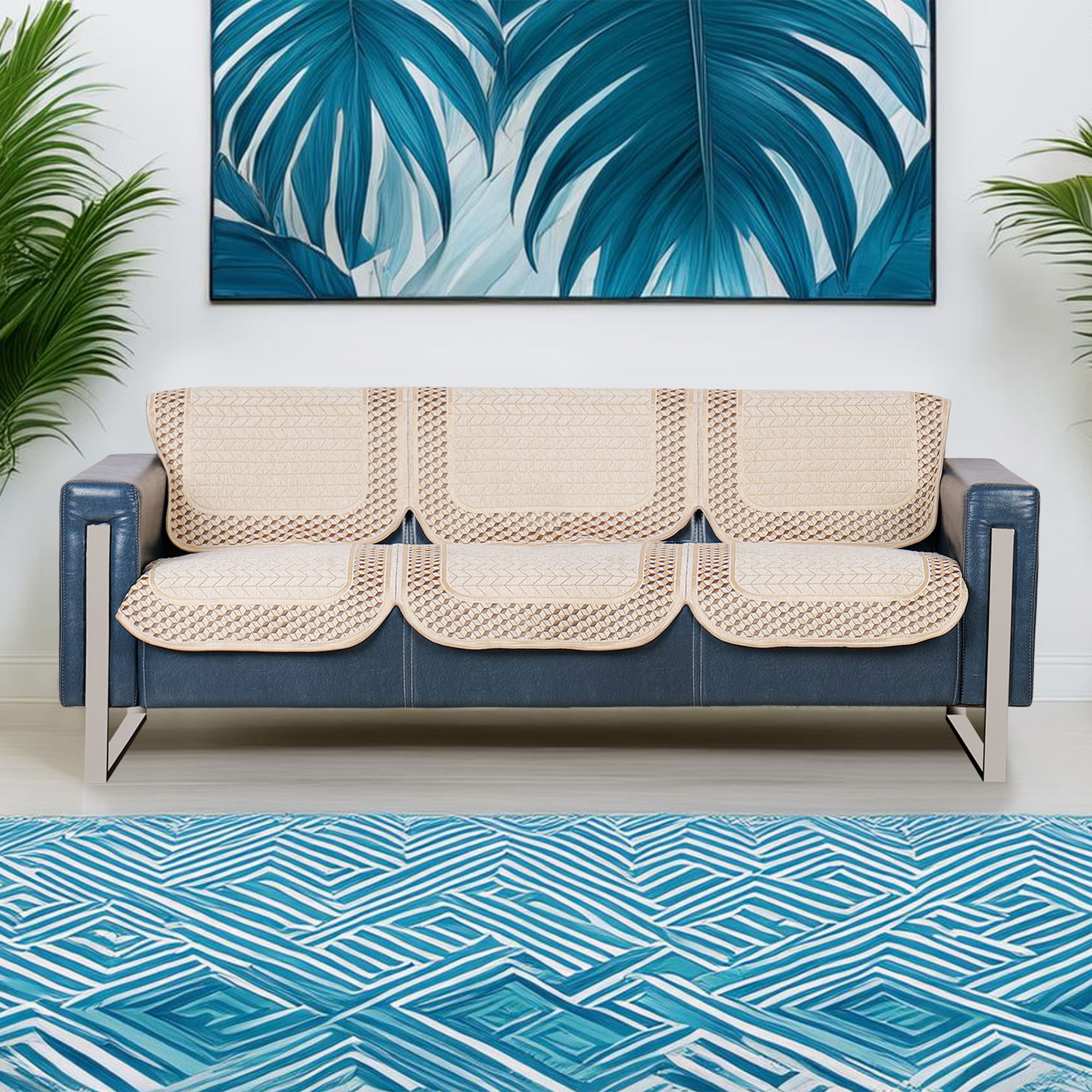 The Furnishers Premium Chenille Woven Anti-Slip 3 Seater with Arms Sofa Cover