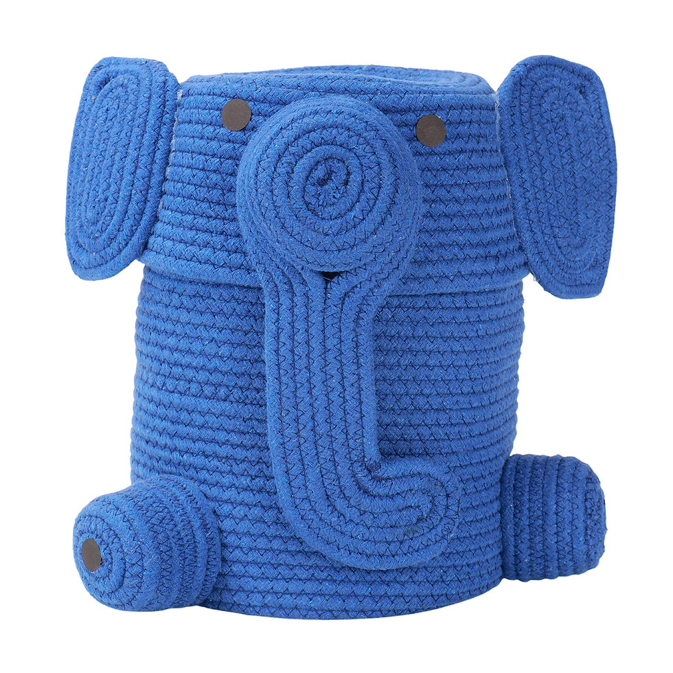 Thumbnail: The Furnishers Cotton Premium Rope Elephant Basket with Lid, Storage Basket