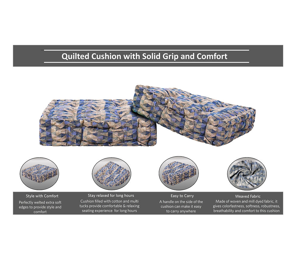 Thumbnail: The Furnishers Woven Square Floor/Multipurpose Cushion - Blue Shiny Triangle