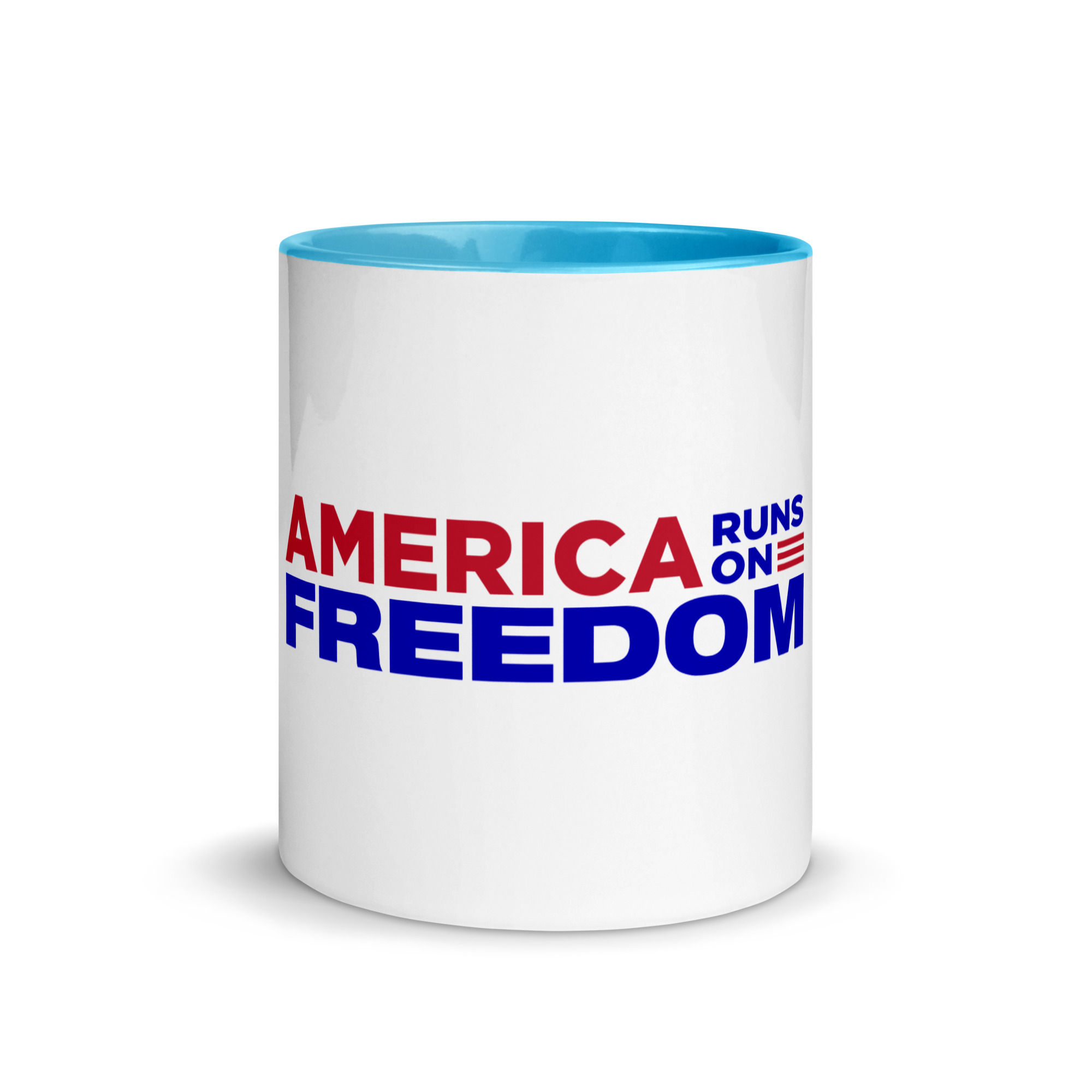 America Runs On Freedom Mug - with Inside Color - FREE SHIPPING