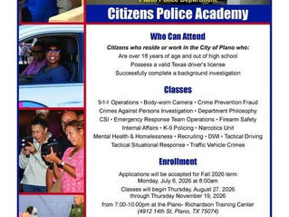 Register for the Plano Citizens Police Academy classes 