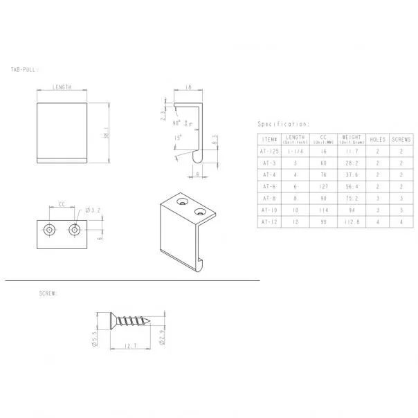 Miniatura: Edgefield Cabinet Tab Pull A500