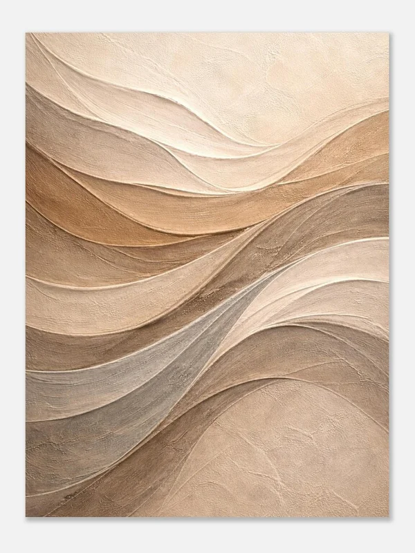 Abstract Earth Tone Sculptural Waves – Minimalist