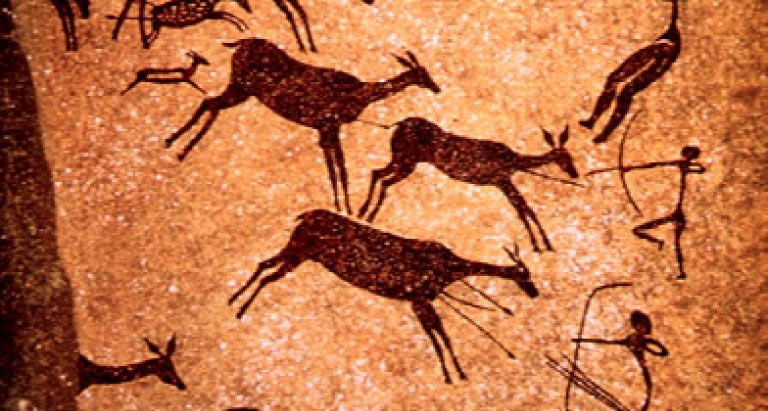 Arte prehistórico: escena de caza, cuevas de Valttorta, España