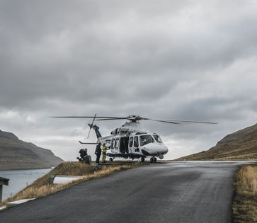 Helicopter in is landing place