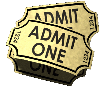 an animated image of spinning tickets that say "Admit One".  This image is also a link to click to get to our ticket website to purchase tickets.