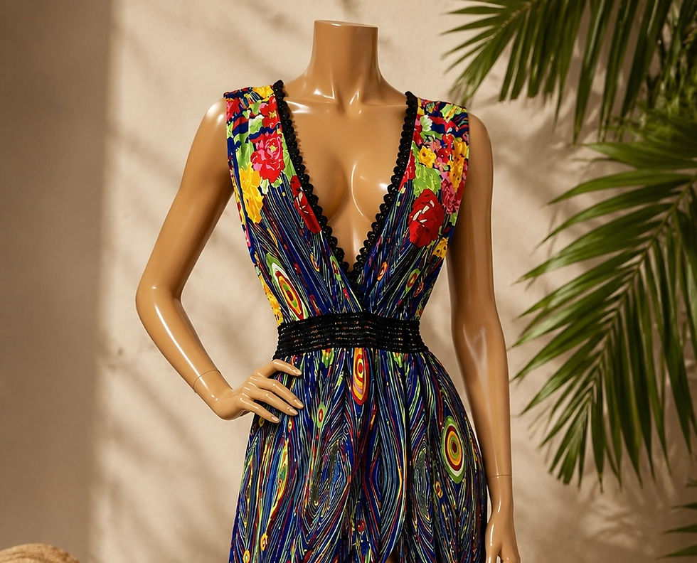 Thumbnail: Women's Floral Boho Maxi Dress - Multicolor - Size M/L