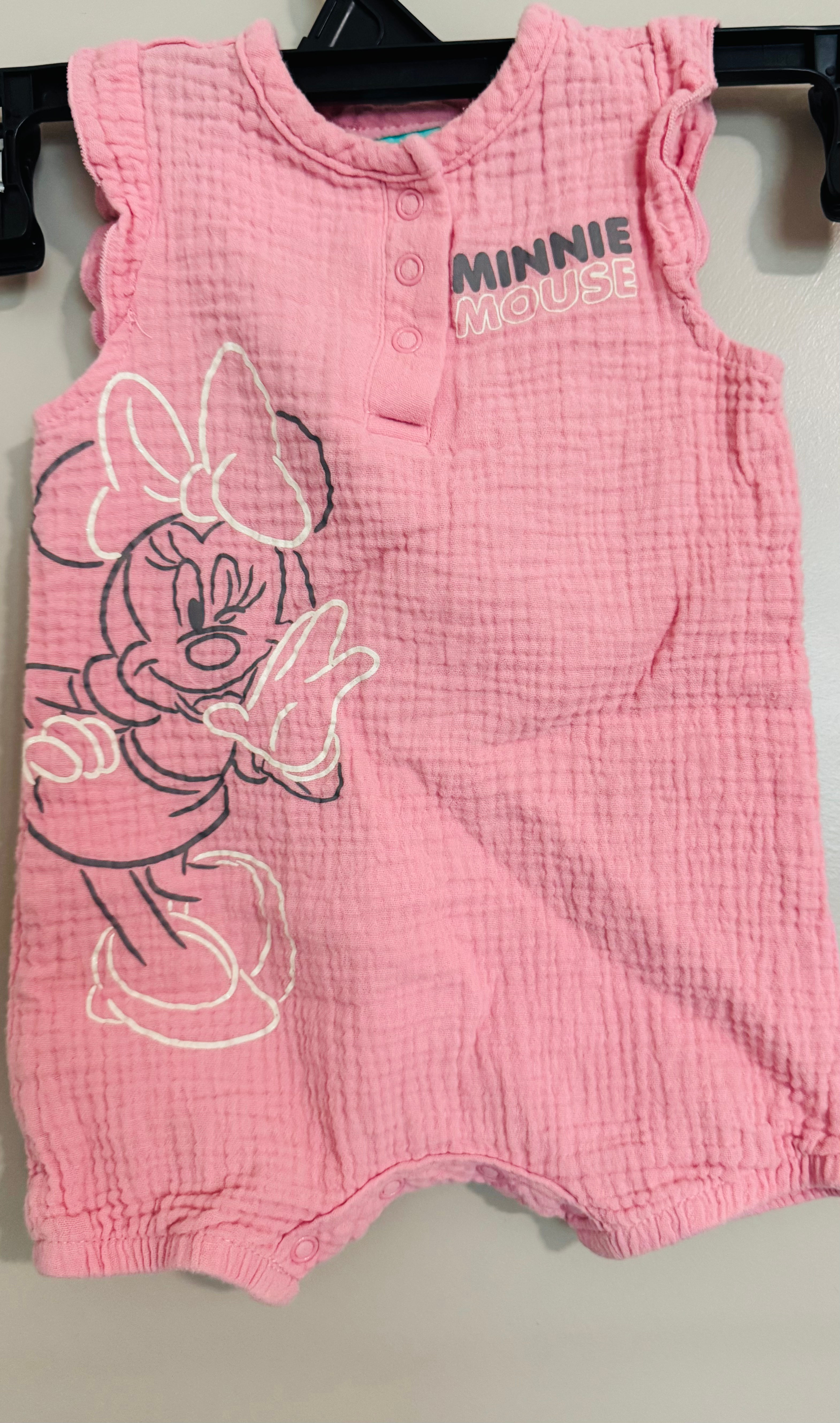 Disney Baby Minnie Mouse Pink Cotton Romper 6-9M