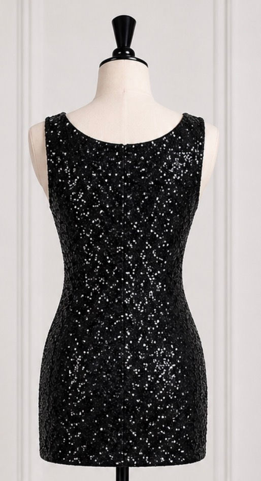 Thumbnail: Women's Black Sequin Mini Dress/ Sparkly Party & Cocktail Dress