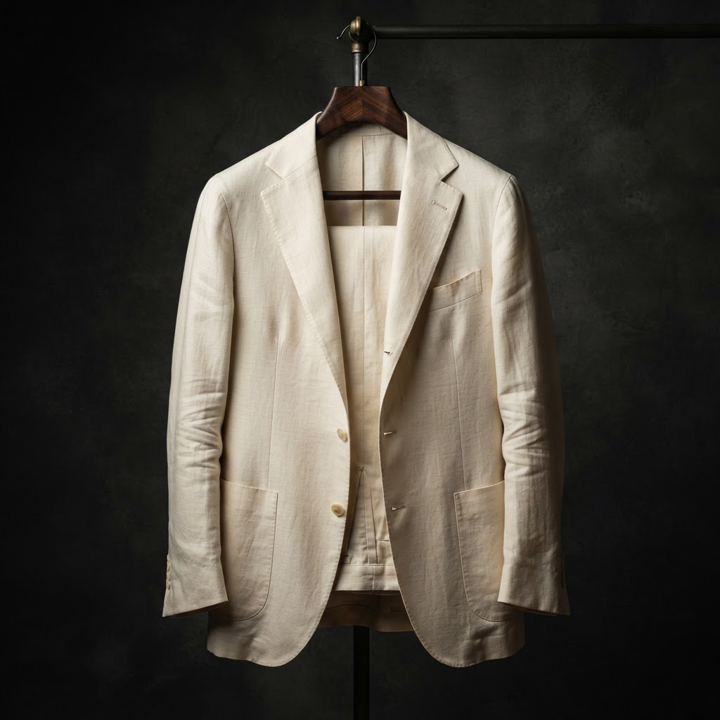 Cream Silk-Linen Resort Suit