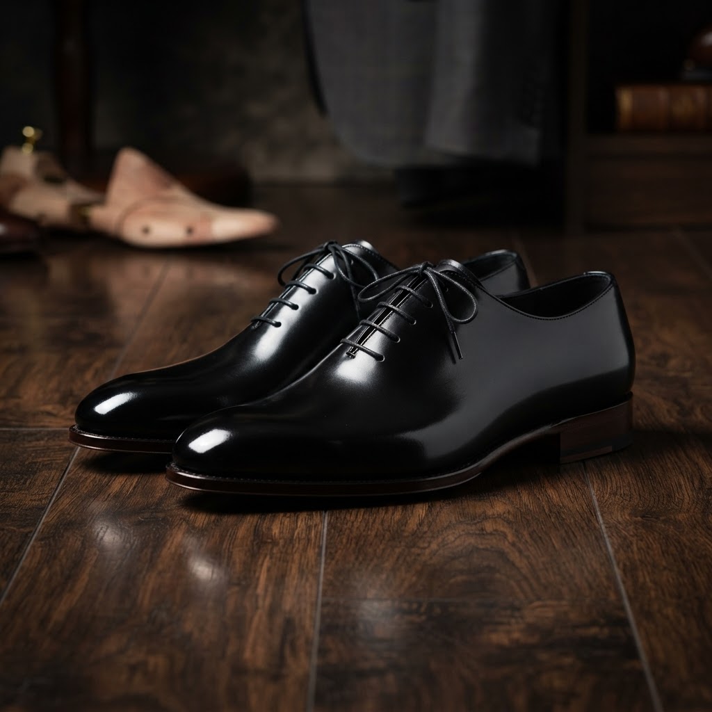 Black Wholecut Oxford Shoes