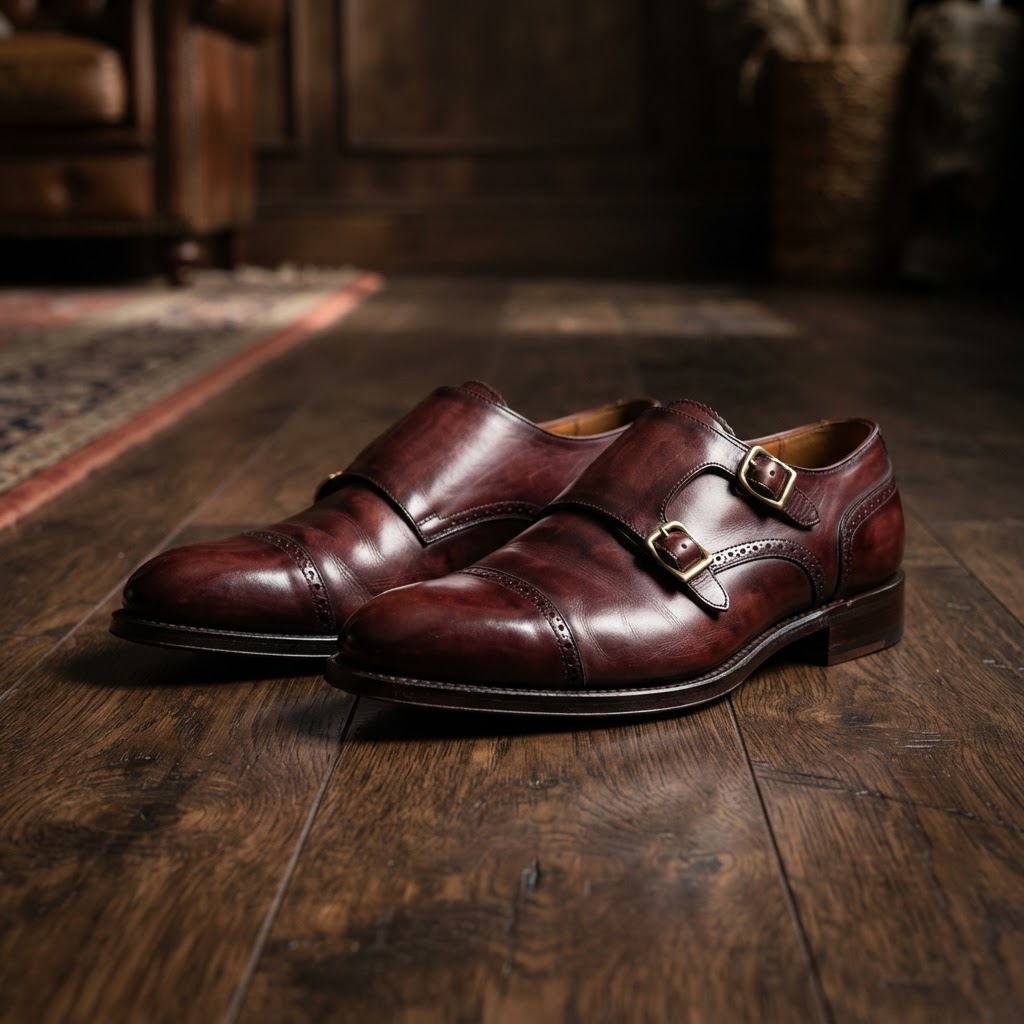 Burgundy Monkstrap Shoes