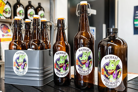 Biersal Brewery's range of take home beers in refillable bottles