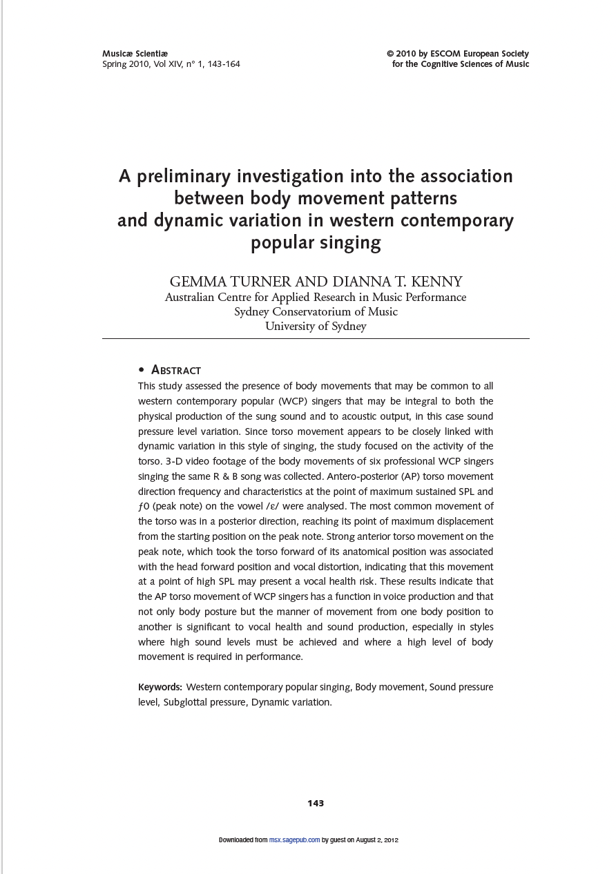 A preliminary investigation into the association between body movement ...