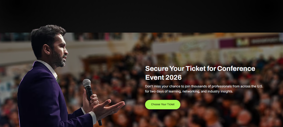 Conference Event wix templates ticket section showing secure ticket options and pricing